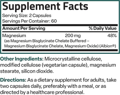 Bronson Magnesium Glycinate 200 MG per Serving Chelated for High Absorption, Gentle On Stomach, Non-GMO, 120 Vegetarian Capsules
