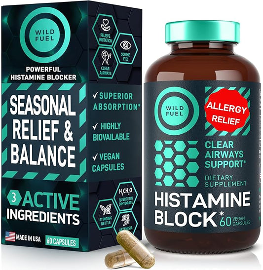 Histamine Block Flavonoids Supplements - Quercetin, Nettle, Atermesia Natural Source Flavonoids - Seasonal Allergy Balance Supplements Histamine Blocker - 60 Homeopatic Allergy Relief D-Hist Caps