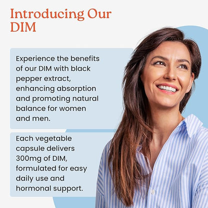 NewLife Naturals DIM Supplement 300mg for Women & Men - Hormonal Acne, Estrogen Balance Pills, Post Menopause Relief | Healthy Estrogen Level | Hormonal Balance - Bioperine | PCOS - 60 Day Supply