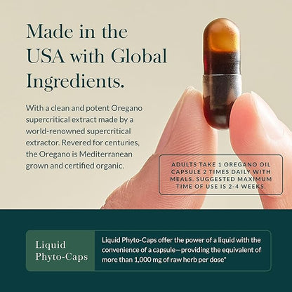 Gaia Herbs Oil of Oregano - Immune and Antioxidant Support Supplement to Help Sustain Overall Well-Being - with Oregano Oil, Carvacrol, and Thymol - 180 Vegan Liquid Phyto-Capsules (90-Day Supply)