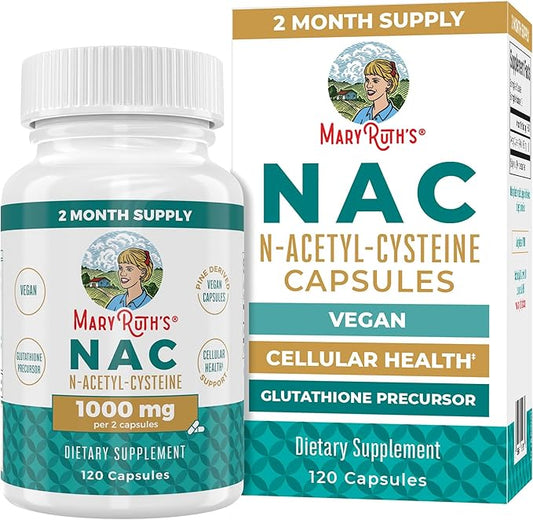 MaryRuth Organics Nutritional Supplement Capsule, N-Acetyl Cysteine, 2 Month Supply, NAC 1000mg Per Serving, Vegan, Non-GMO, Gluten Free, 120 Count