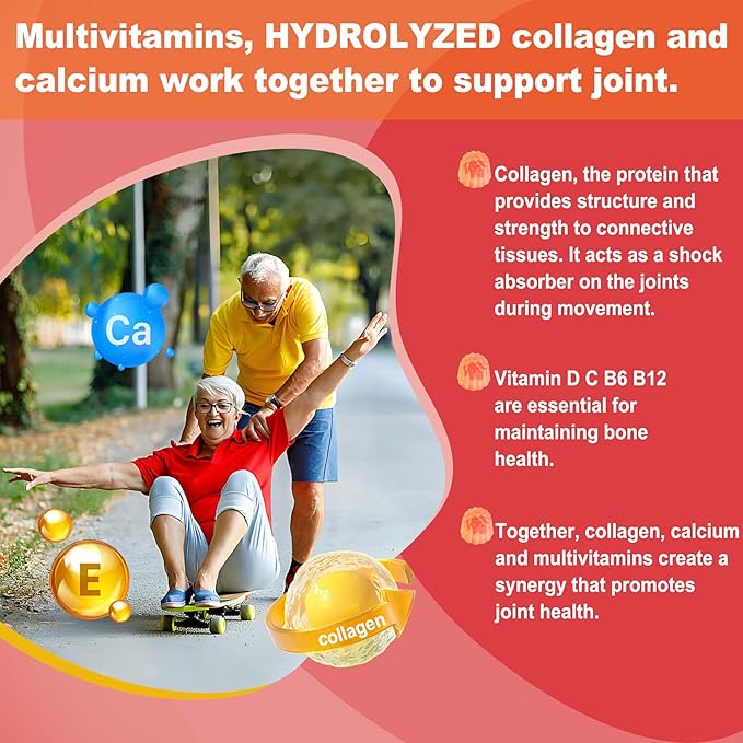 Sugar Free Hydrolyzed Collagen Peptides Gummies for Women, Multi Hydrolyzed Collagen Type I II III V X Supplement w/Keratin Calcium Magnesium for Hair, Skin & Nails, Healthy Joints, Anti-Aging, 60cts