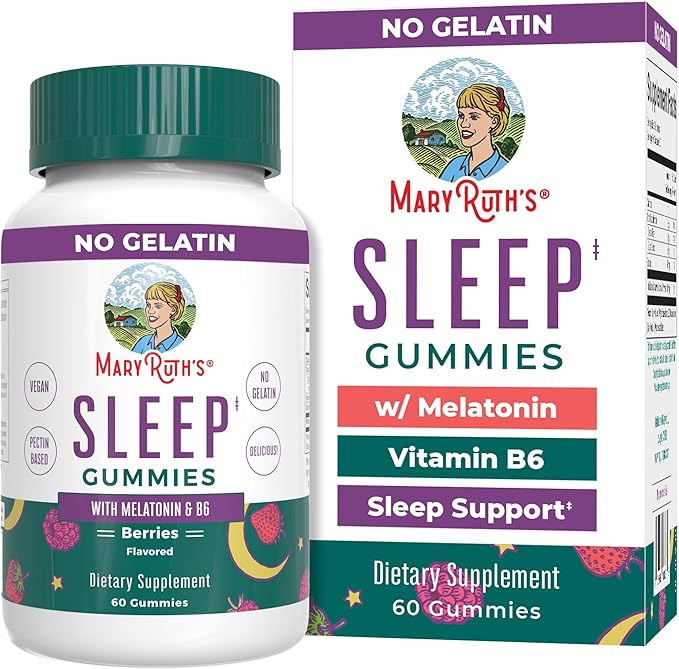 MaryRuth's Melatonin Gummies | Melatonin 5mg Sleep Gummies with Vitamin B6 | Made with Organic Cane Sugar | Relaxation & Sleep Support for Adults | Vegan | Non-GMO | Gluten Free | 60 Count