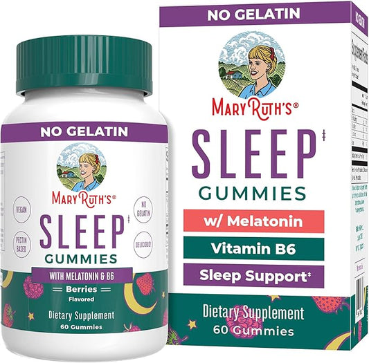 MaryRuth's Melatonin Gummies | Melatonin 5mg Sleep Gummies with Vitamin B6 | Made with Organic Cane Sugar | Relaxation & Sleep Support for Adults | Vegan | Non-GMO | Gluten Free | 60 Count