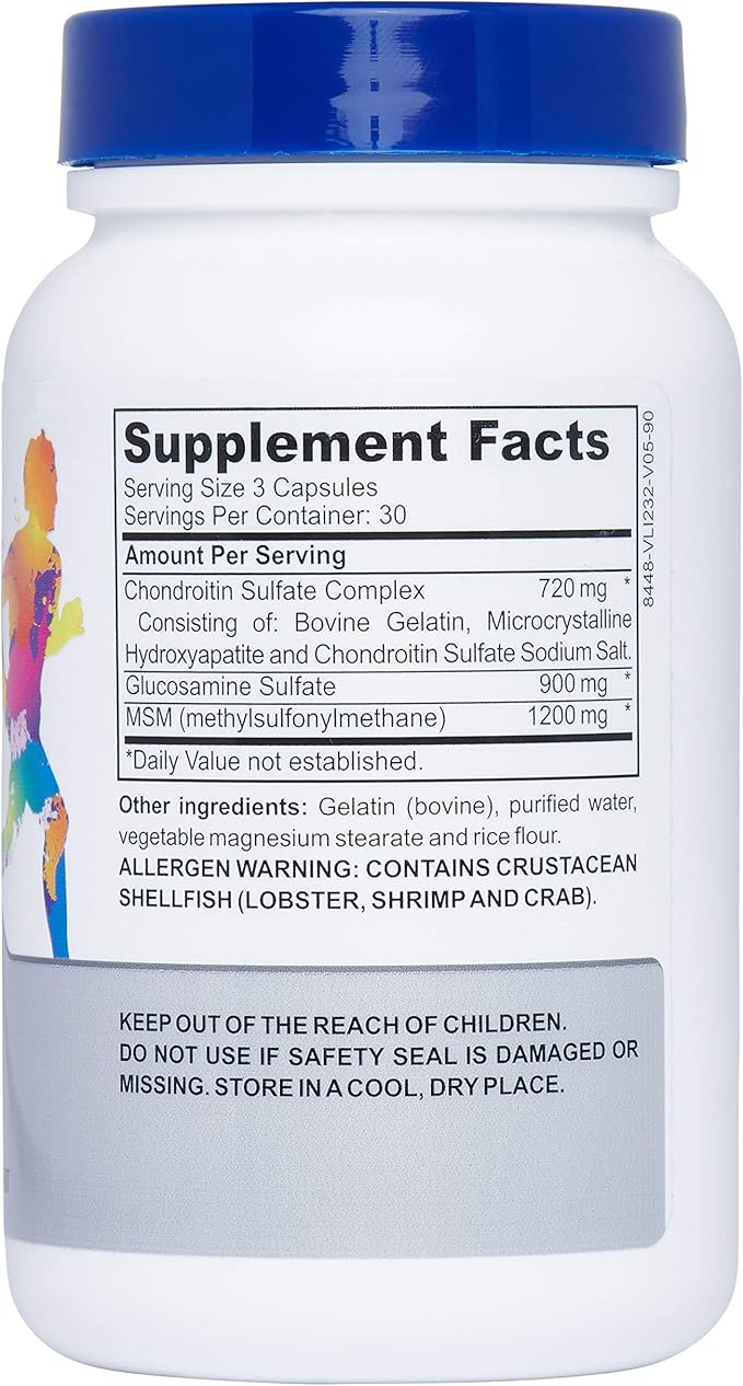 Runner Joint Support Supplement - Healthy Knees, Back, Cartilage, & Joints – Glucosamine Chondroitin MSM- GMP Certified Running Supplements and Joint Support for Athletes – 90 Capsules