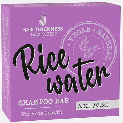 Rice Water Shampoo Bar for Hair Growth, Strengthening, Moisturizing. Eco Friendly, Vegan, USA Made. Color Safe, pH Balanced. No Harsh Chemicals or Plastic. Higher Concentration Than Liquid