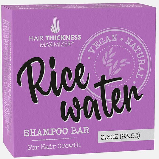 Rice Water Shampoo Bar for Hair Growth, Strengthening, Moisturizing. Eco Friendly, Vegan, USA Made. Color Safe, pH Balanced. No Harsh Chemicals or Plastic. Higher Concentration Than Liquid