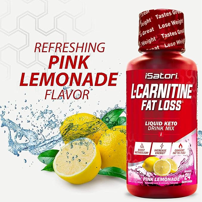 iSatori L-Carnitine 1500, Liquid L-Carnitine with Acetyl L-Carnitine, L-Carnitine L-Tartrate, Stimulant Free Pre Workout, No Calories, Sugar, Gluten, Keto-Friendly, Pink Lemonade (24 Servings)