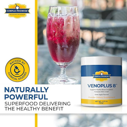 Simple Promise - VenoPlus 8 - Nitric Oxide Supplements for Men and Women - Beet Root Powder with Proprietary Blend - Beet Juice Powder for Blood Circulation, Heart Health