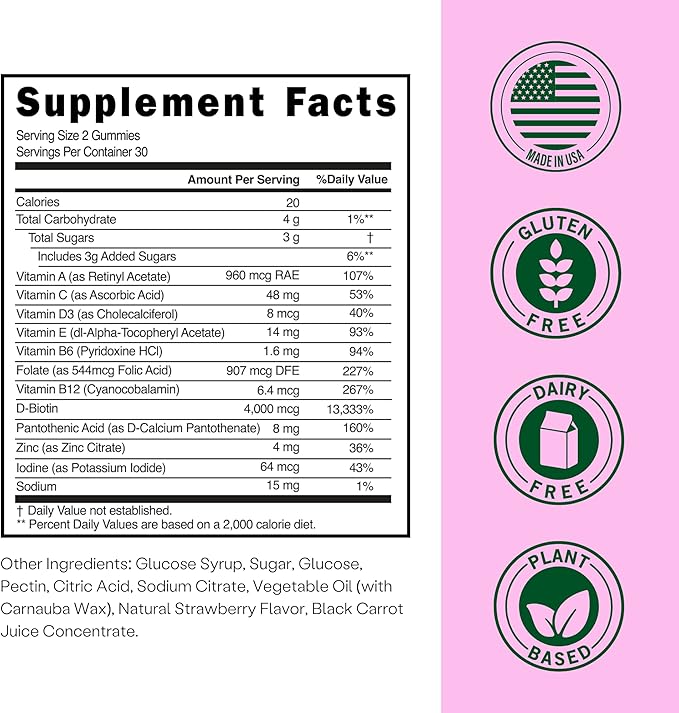 Embody: 60 Skin Gummies Multivitamin Retinol Gummy | Vitamin A Supplement for Anti-Aging, Glowing, Youthful & Clear Skin | Strong Hair & Nails with Biotin, Vitamin C, B12 & Zinc