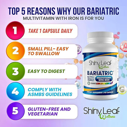 Bariatric Multivitamin with Iron Once-a-Day and Cherry Chewable Calcium Citrate for Post Bariatric Surgery Including Gastric Bypass and Sleeve (1 Month)