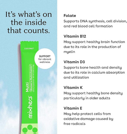 Hermulti - Women's Multivitamin Drink Mix - Daily Multivitamins - Nutrition Designed for Women - for Wellness & Immune Support - Better Absorbed Supplements - 15 Drink Packets - Coconut