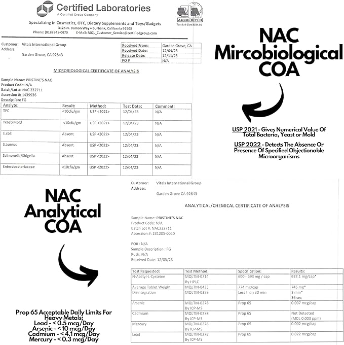 PRISTINE'S N-Acetyl L-Cysteine (NAC) 600MG (2 Pack) Immunity Support Supplement - 120-Day Supply - Potent Lung & Liver Antioxidant Supplement Capsules - Mood Support - Vegan, Glutern Free, Non GMO