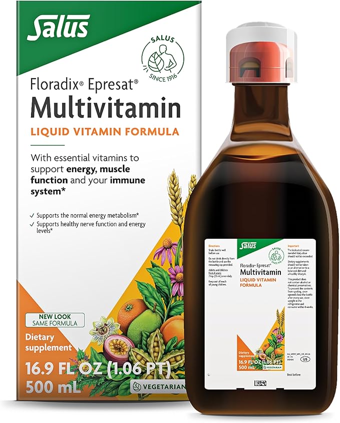 Floradix Epresat Adult Multivitamin - Daily Liquid Multivitamin with Vitamin A, Milk Thistle & More for Wellness - Energy Support & Liver Health Support - Vegetarian, Non-GMO - 17 fl oz