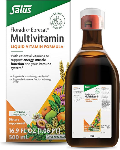Floradix Epresat Adult Multivitamin - Daily Liquid Multivitamin with Vitamin A, Milk Thistle & More for Wellness - Energy Support & Liver Health Support - Vegetarian, Non-GMO - 17 fl oz