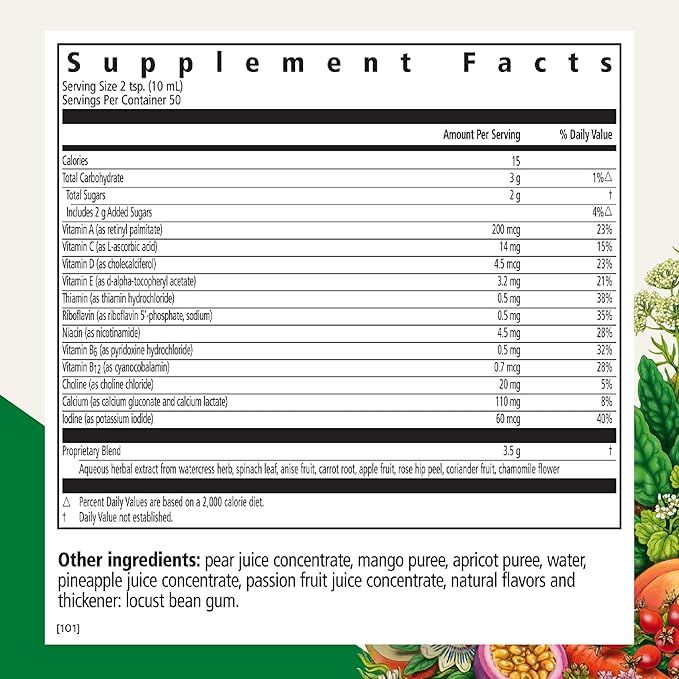 Floradix Kinder Love Children's Multivitamin - Liquid Multivitamin for Kids with Vitamins A, C, D & E, Calcium & More - Vegetarian, Non-GMO, Gluten-Free - 17 fl oz