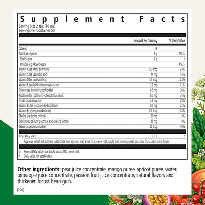 Floradix Kinder Love Children's Multivitamin - Liquid Multivitamin for Kids with Vitamins A, C, D & E, Calcium & More - Vegetarian, Non-GMO, Gluten-Free - 17 fl oz