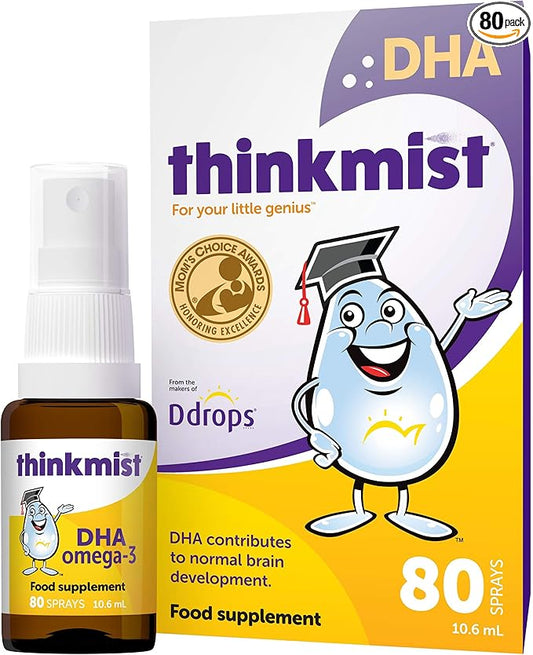 Thinkmist Kids DHA Omega-3, 80 Sprays - Daily Liquid Omega-3 Supplement - Supports Healthy Brain Function & Vision. No Sugary Gummies, Non-GMO