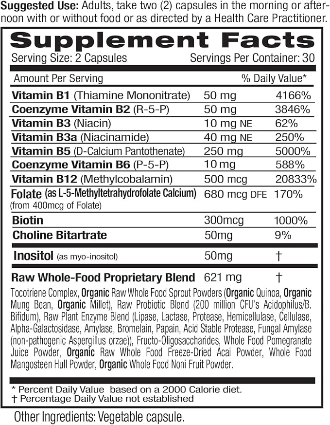 EMERALD LABS B-Healthy - Vegan Vitamin B Complex - Includes Methylated Folic Acid & Full Spectrum B Vitamins - Supports Immune, Brain & Heart Health* - 60 Vegetable Capsules