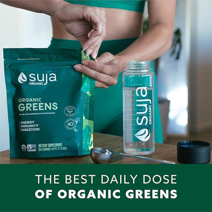 Suja Organic Greens Powder Probiotic Blend, Spirulina, Daily Superfood Drink or Smoothie Mix for Immune Support, Digestion, & Energy, Vegan, Gluten Free, Non GMO, 30 Servings