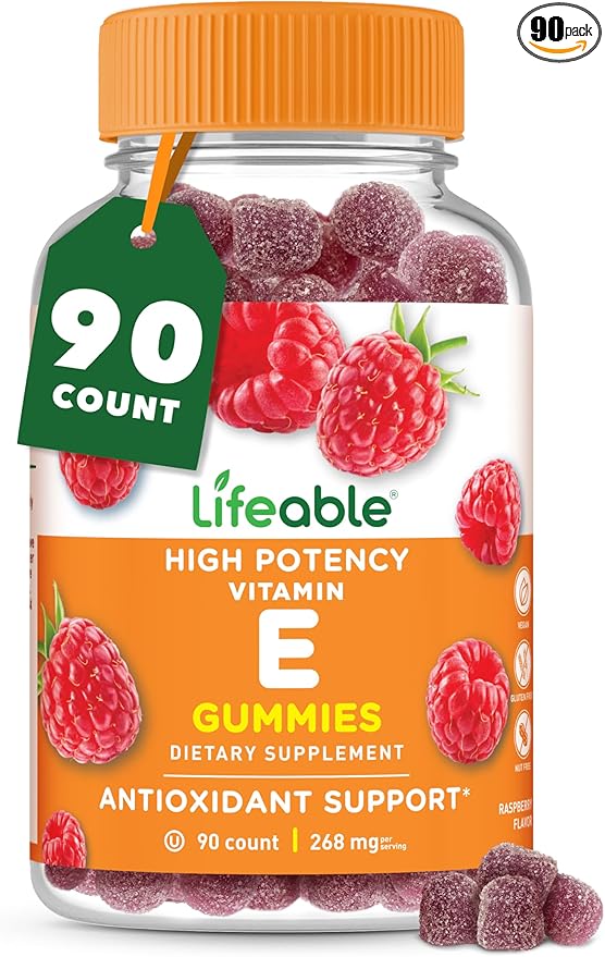 Lifeable Vitamin E Gummies | 268mg | Great Tasting Vitamin E Supplements | Skin, Eye Health and Immune Function Support | VIT E for Adults, Men, Women | 90 Gummies