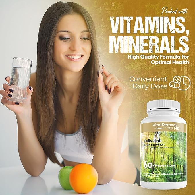 Multivitamin for Women & Men - Daily2Tab Multimineral Tablet with Antioxidants, Vitamin C, Vitamin D, Vitamin B12, Lycopene, Selenium and Much More for Health Support (60 Count)