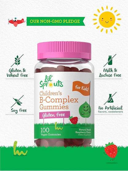 Carlyle Kids B Complex Gummies | 100 Count | Vegan | Peach Raspberry Flavor | Non-GMO, Gluten Free | by Lil' Sprouts