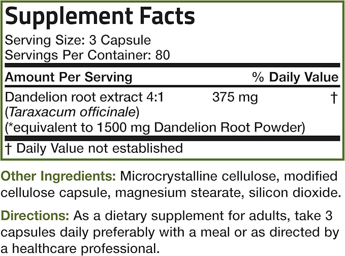 Bronson Dandelion Root High Potency Supplement, Supports Overall Good Health & Well-Being, Traditional Diuretic Herb - Non-GMO, 240 Vegetarian Capsules