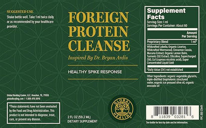 Global Healing Foreign Protein Cleanse (Spike Protein Detox) - Support Formula with Nattokinase and Wormwood - Helps Detox for Immune Support - 2 Fl Oz