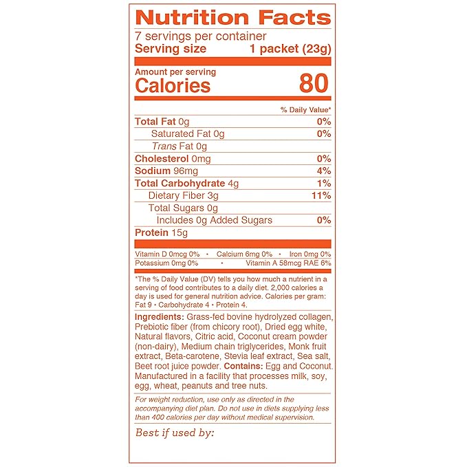 Dr. Kellyann Orange Cream Keto Shake Packets (7 Servings) – 15g Protein, Grass-Fed Collagen, Keto & Paleo-Friendly, 1 Pack