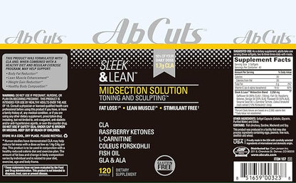 Sleek and Lean - 120 Easy-to-Swallow Softgels - CLA Supplement, Fish Oil, Flaxseed Oil, L-Carnitine - Helps Increase Antioxidant Supply