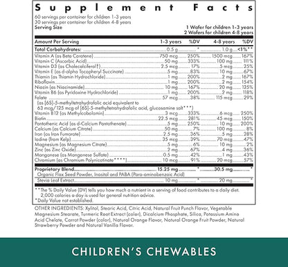 MICHAEL'S Health Naturopathic Programs Children’s Chewables - 60 Vegetarian Wafers - Fruit Punch Flavor - Multivitamin & Mineral Supplement - Kosher - 30 to 60 Servings