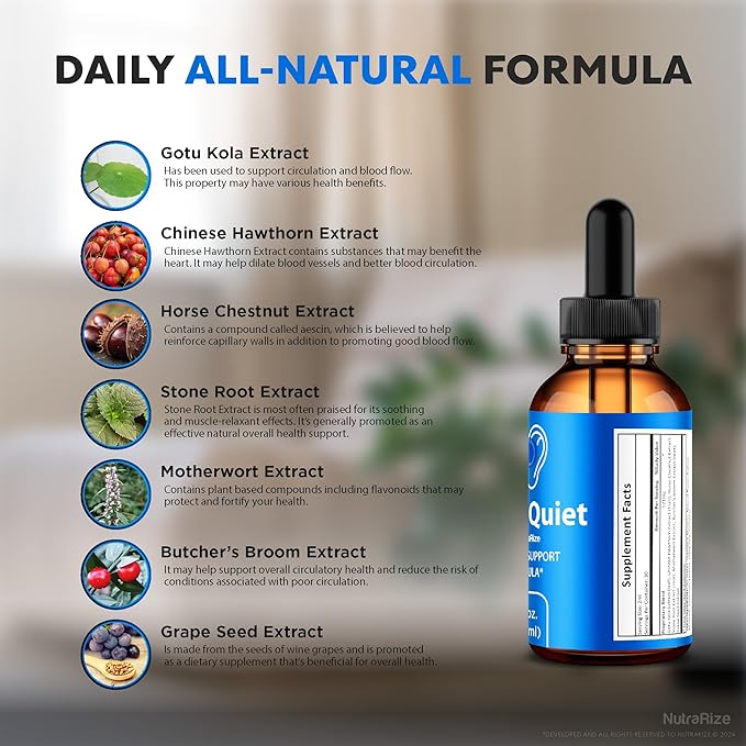 (2 Pack) NeuroQuiet Drops - Hearing Support Formula, Official NeuroQuiet to Support Cognitive Performance, All Natural Neuro Quiet to Maintain Auditory Health, Gotas Review (60 Servings)