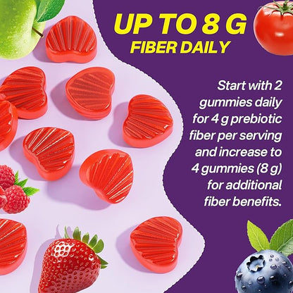 Probiotics Fiber Gummies for Adults Sugar Free + Psyllium Husk Fiber Supplement (Soluble + Insoluble) /w Vitamin B12 1000 mcg Vitamin D3 5000 iu for Fulfill, Metabolism, Gut & Digestive Health, 120Cts