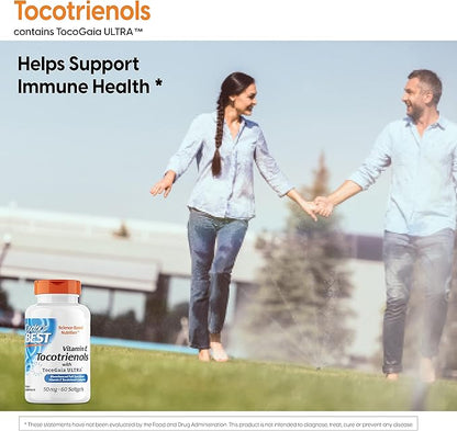 Doctor's Best Vitamin E Tocotrienols contains TocoGaia ULTRA™ bioenhanced full spectrum vitamin E complex, 60 Count
