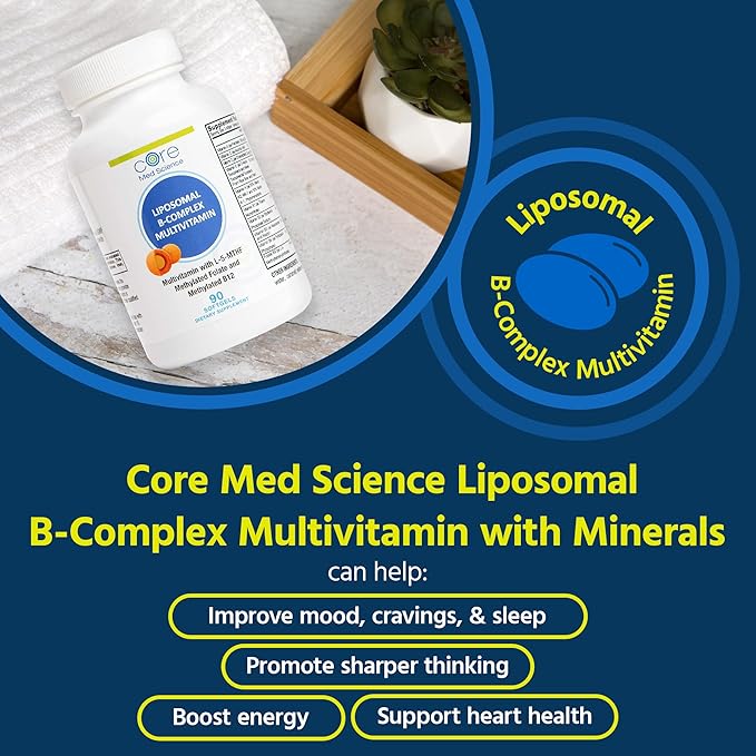 Liposomal Methylated Multivitamin B-Complex by Core Med Science, 90 Softgels - Non-GMO Active Super B Complex Vitamin Supplement for Heart Health - VIT Methyl B Complex Immune Support Supplement