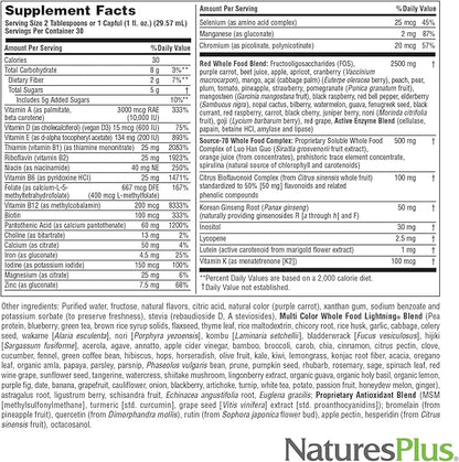 Natures Plus Source of Life RED Multivitamin Liquid - 30 oz - Energy & Immune Support - with Exotic Red Fruits, Lycopene & Lutein - Vegetarian & Gluten Free - 30 Servings