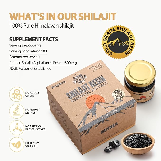 Pure Himalayan Shilajit Resin | 600 mg 80+ Servings| 85+ Trace Minerals & 75%+ Fulvic Acid for Focus & Energy| Zero Sugar| Gold Grade Pure Shilajit for Men & Women - 1.76 Oz * 3 Pcs