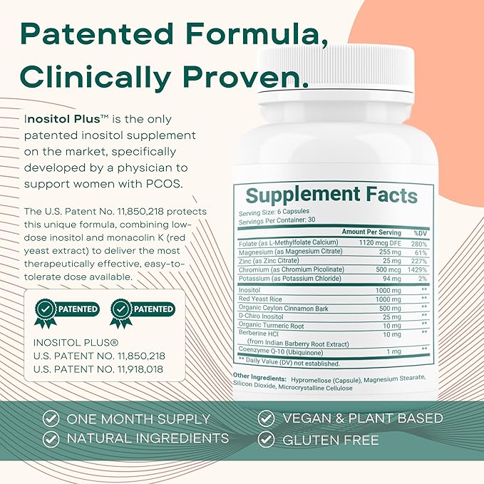 Inositol Plus Supplement for Women | Ovarian Health, Hormone Balance, Fertility, Ovulation | 40:1 Myo-Inositol D-Chiro & 12 Ingredients | Developed by Medical Doctor | 120 Capsules