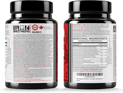 Iron Brothers Supplements Shred for Men & Women | Strong Appetite Suppressant for Weight Loss Management | Supports Cognitive Function Promotes Endurance Increases Energy - Fat Burner - Reduce Craving