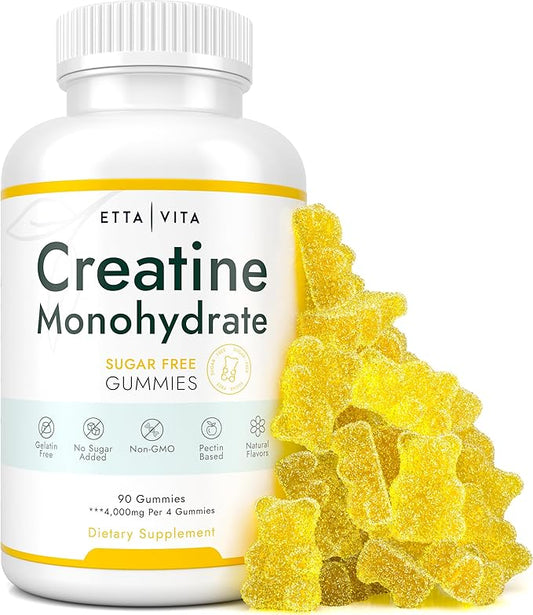 Sugar-Free Creatine Monohydrate Gummies (1g/gummy for Intake Control) Potent Creatine Gummies for Men & Women, Creatine Supplement for Muscle Support, Cellular Energy & Cognitive Function, Gluten-Free