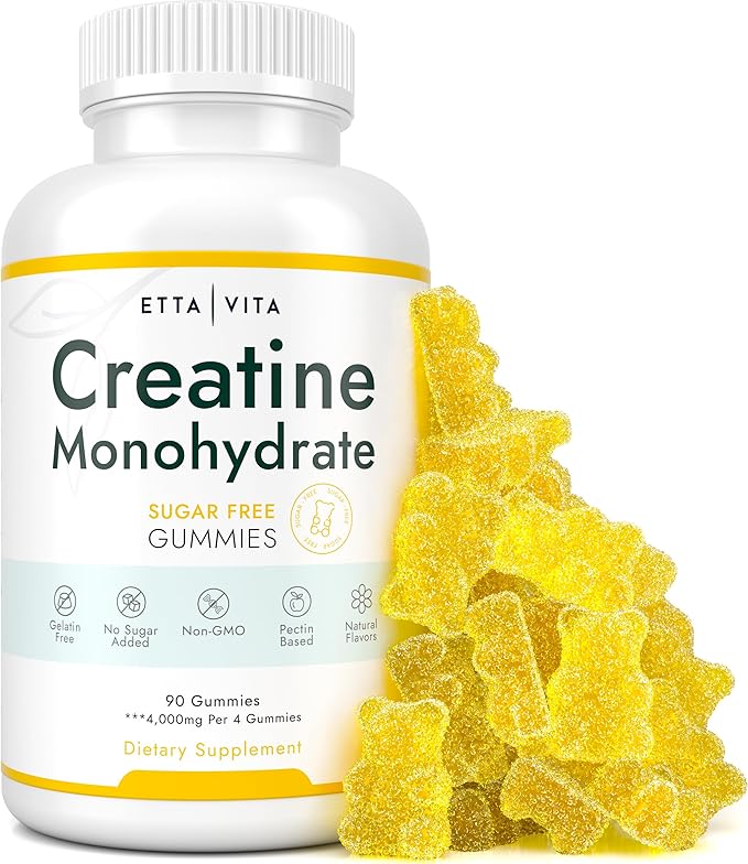 Sugar-Free Creatine Monohydrate Gummies (1g/gummy for Intake Control) Potent Creatine Gummies for Men & Women, Creatine Supplement for Muscle Support, Cellular Energy & Cognitive Function, Gluten-Free