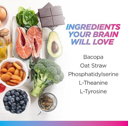 Livingood Daily Brain Supplements for Memory & Focus (60 Capsules) - Nootropic Pills for Adults Support Cognitive & Overall Brain Health - Non-GMO & Vegan Supplement for Women & Men