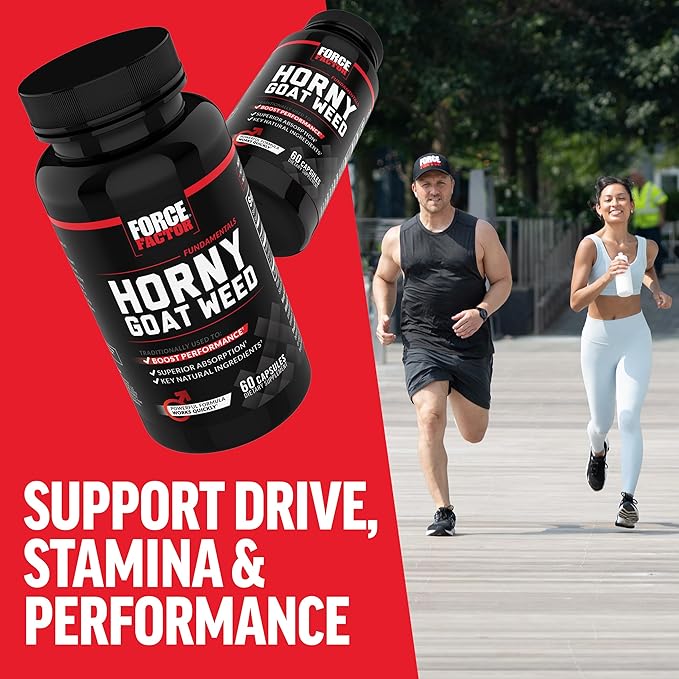 Force Factor Horny Goat Weed for Men, Natural Male Drive and Vitality Supplement with Natural Ingredients for Superior Absorption, Fundamental Series, 750mg, 60 Capsules