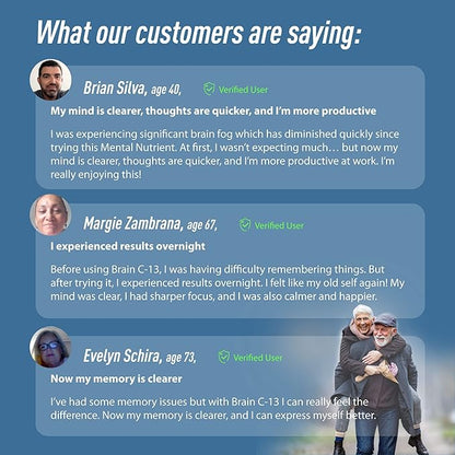 Brain C-13 Cognitive Booster Supplement by Zenith Labs - Natural Brain Health Support - Supports Memory, Focus, Concentration - Mental Clarity for Men Women