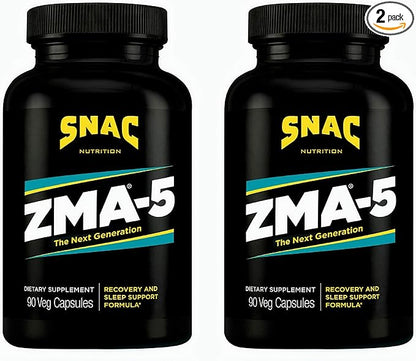 SNAC ZMA-5 Sleep Aid Supplement, Promote Muscle Recovery & Growth, Immune Support, & Restorative Sleep with Zinc, Magnesium & 5-HTP, Post Workout, Before Bed ZMA Supplements 180 Count (2 Pack)