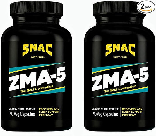 SNAC ZMA-5 Sleep Aid Supplement, Promote Muscle Recovery & Growth, Immune Support, & Restorative Sleep with Zinc, Magnesium & 5-HTP, Post Workout, Before Bed ZMA Supplements 180 Count (2 Pack)
