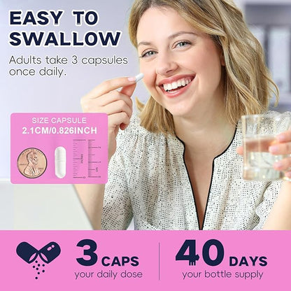 Inositol Supplement for Women with Vitamin D3, Folate, 40:1 Ratio Myo-Inositol 3000mg & D-Chiro Inositol 75mg Complex, (Vitamin B8) Inositol Capsules, Pack of 2