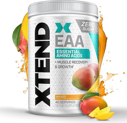 Scivation XTEND EAA + BCAA Powder | Muscle Recovery & Lean Muscle Growth | 9 Essential Amino Acids for Intra Workout or Post Workout Recovery | 10g EAAs Per 2 Servings | Mango 40 Servings