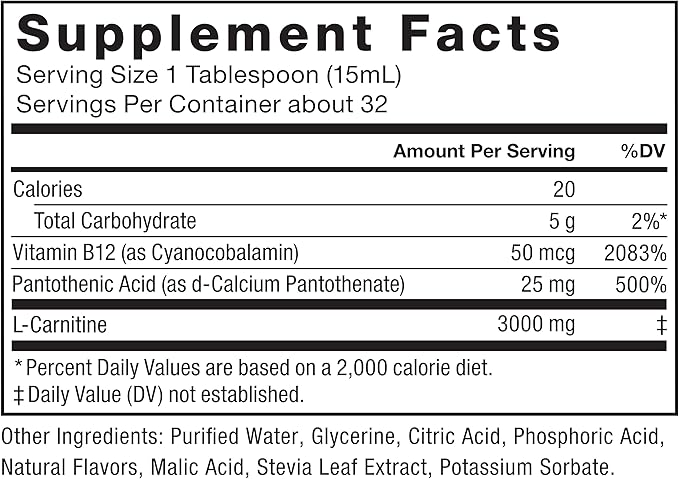 Force Factor L Carnitine Supplement, Liquid L-Carnitine 3000 mg to Help Turn Fat Into Energy, Support Muscle Recovery, and Boost Cellular Energy, Maximum Strength, Non-GMO, Orange Flavor, 16 Oz.